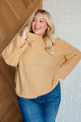 One Eleven North Bubbly Personality Bubble Sleeve Sweater in Wheat