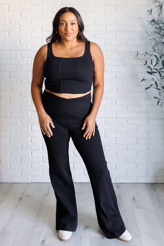 Rae Mode Building Habits Twill Flared Crossover Waist Pant in Black