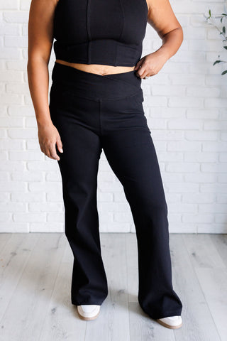 Rae Mode Building Habits Twill Flared Crossover Waist Pant in Black