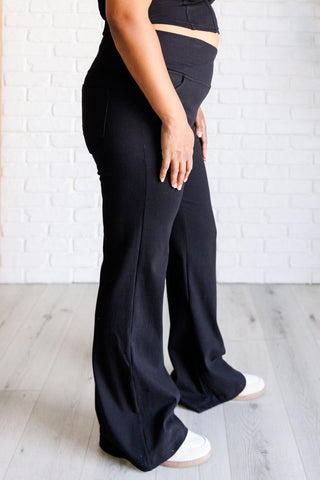Rae Mode Building Habits Twill Flared Crossover Waist Pant in Black
