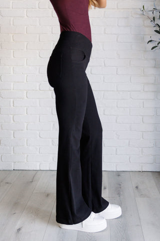 Rae Mode Building Habits Twill Flared Crossover Waist Pant in Black