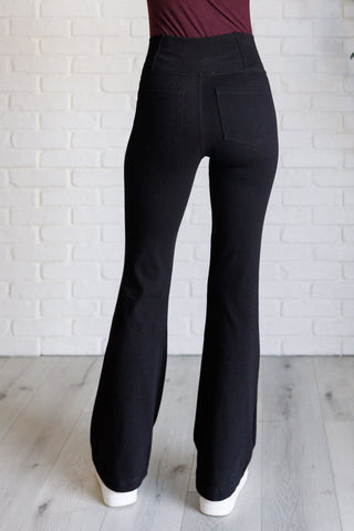 Rae Mode Building Habits Twill Flared Crossover Waist Pant in Black