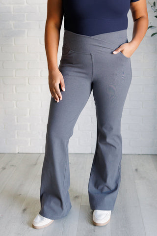 Rae Mode Building Habits Twill Flared Crossover Waist Pant in Titanium