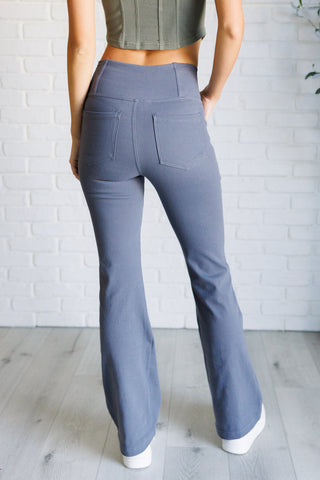 Rae Mode Building Habits Twill Flared Crossover Waist Pant in Titanium