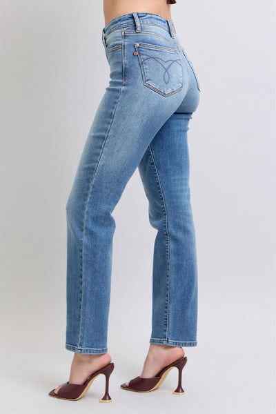 Judy Blue High Rise Vintage Wash Thermal Straight Denim Jeans 82632-Jeans-Sunshine and Wine Boutique