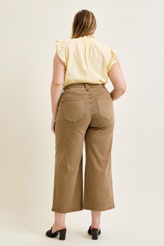 Judy Blue High Waist Golden Brown Ankle Wide Leg Denim Jeans 881095
