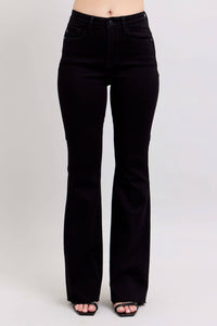 Judy Blue High Waist Star Back Seam Detail Black Flare Denim Jeans 88958-Jeans-Sunshine and Wine Boutique