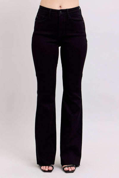 Judy Blue High Waist Star Back Seam Detail Black Flare Denim Jeans 88958-Jeans-Sunshine and Wine Boutique