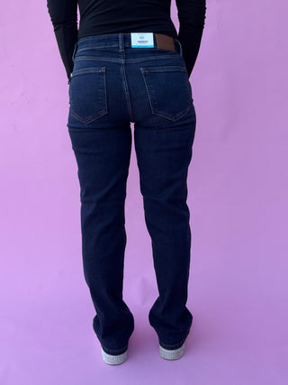 Judy Blue Mid Rise Dark Straight Denim Jeans 82679 - Inseam Options