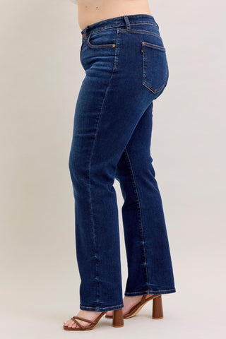 Judy Blue Mid Rise Dark Straight Denim Jeans 82679 - Inseam Options