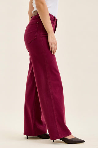 Judy Blue High Waist Tummy Control Boysenberry Retro Wide Leg Denim Jeans 881168