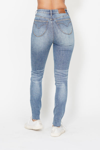 Judy Blue High Waist Tummy Control Vintage Shield Skinny Denim 88871-Jeans-Sunshine and Wine Boutique