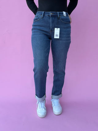 Judy Blue Mid Rise Billie Knit Indigo Boyfriend Denim Jeans 881126