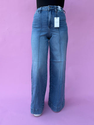 Judy Blue High Waist Liza Palazzo Shield Pocket Denim Jeans 881160 - 3 Inseam Options