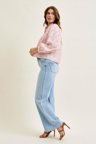 Judy Blue High Waist Tummy Control Retro Wide Leg Denim Jeans 881128