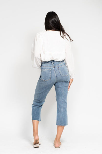 Judy Blue High Waist Destroy Wide Leg Crop Denim 82256-Jeans-Sunshine and Wine Boutique