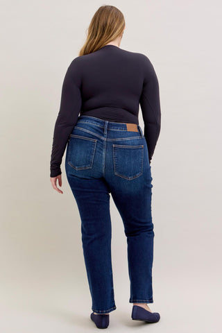 Judy Blue Mid Rise Dark Straight Denim Jeans 82679 - Inseam Options