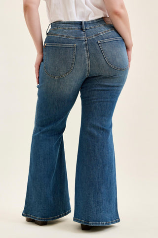 Judy Blue High Waist Tummy Control Jaqueline Flare Denim Jeans 881125
