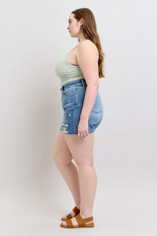 Judy Blue High Waist Stitch Over Destroy Denim Short 15294