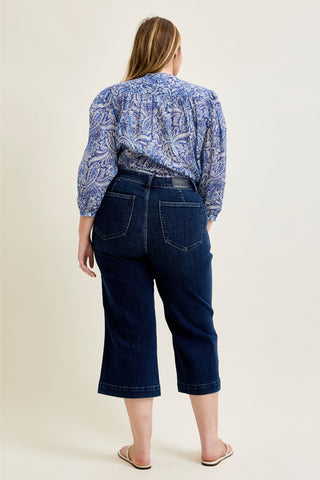 Judy Blue High Waist Ankle Wide Leg Denim Jeans 82694