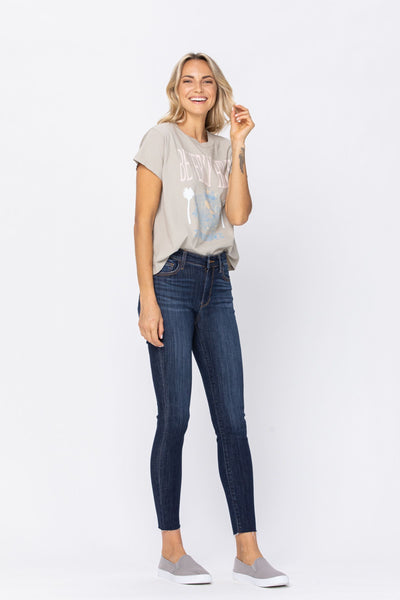 Judy Blue Mid Rise No Destroy Skinny Denim 82201-Jeans-Sunshine and Wine Boutique