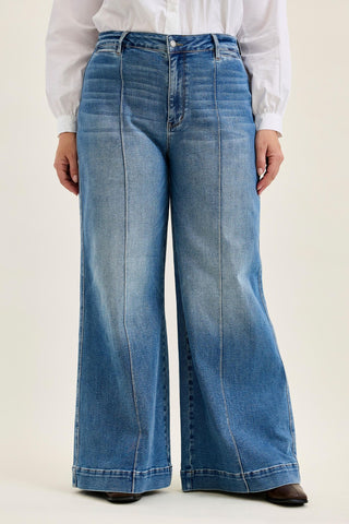 Judy Blue High Waist Liza Palazzo Shield Pocket Denim Jeans 881160 - 3 Inseam Options