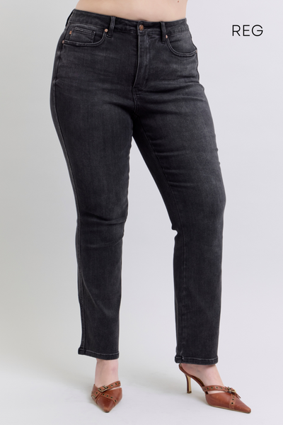 Judy Blue High Waist Tummy Control Black Bootcut Denim Jeans 88787 - 3 Inseam Options: Short, Regular, Long-Jeans-Sunshine and Wine Boutique