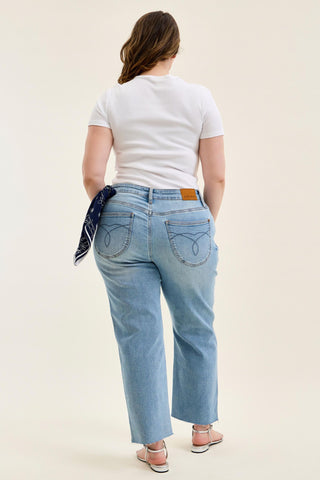 Judy Blue Mid Rise Bandana Loop Ankle Straight Denim Jeans 881120
