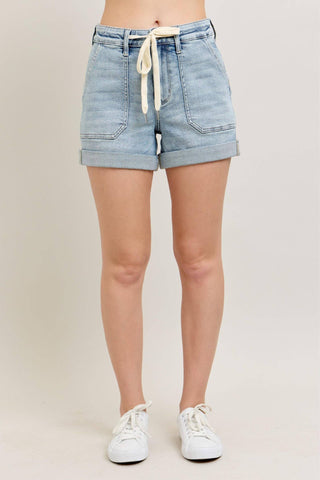 Judy Blue High Waist Cuffed Jogger Denim Short 150344-Shorts-Sunshine and Wine Boutique