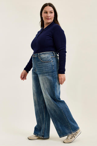 Judy Blue High Waist Vintage Blast Wilhelmina Baggy Denim Jeans 881157