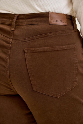 Judy Blue High Waist Aurora Weekender Garment Dyed Mahogany Slim Straight Jogger Denim Jeans 881196