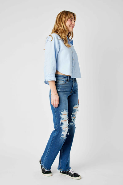 Judy Blue Mid Rise Dad Denim 82605-Jeans-Sunshine and Wine Boutique