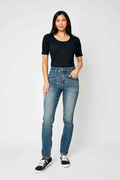 Judy Blue High Waist Classic Relaxed Denim Jeans 88687-Jeans-Sunshine and Wine Boutique