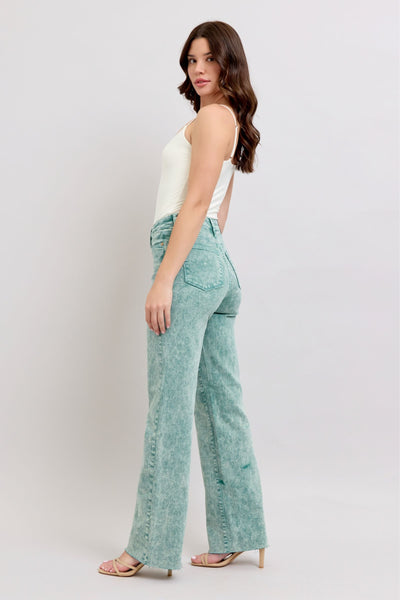 Judy Blue High Waist Garment Dyed Sea Green Dad Denim Jeans 88966-Jeans-Sunshine and Wine Boutique