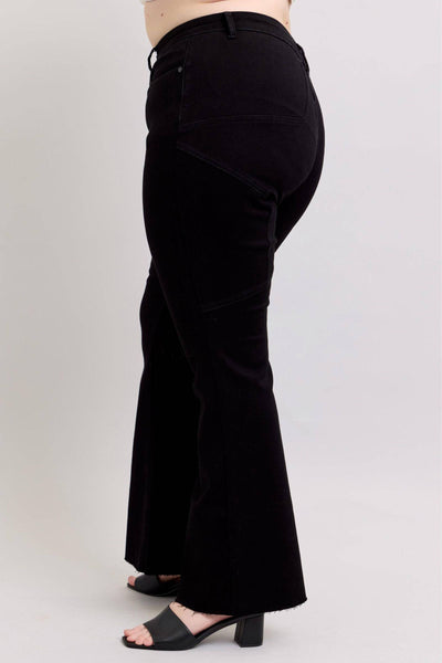 Judy Blue High Waist Star Back Seam Detail Black Flare Denim Jeans 88958-Jeans-Sunshine and Wine Boutique