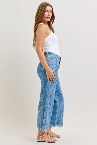 Judy Blue High Waist Ankle Wide Leg Denim Jeans 881107