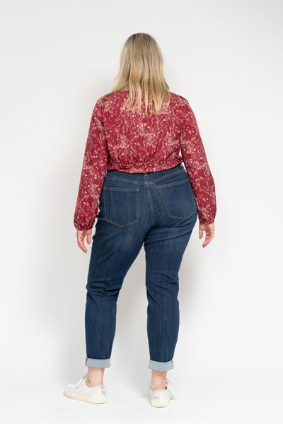 Judy Blue High Waist Pull On Double Cuff Slim Denim 88750-Jeans-Sunshine and Wine Boutique