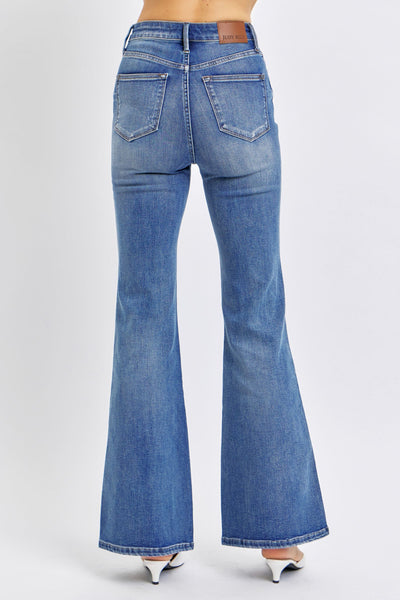 Judy Blue High Waist Tummy Control Contrast Flare Denim 88855-Jeans-Sunshine and Wine Boutique