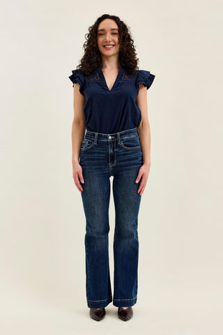 Judy Blue High Waist Trouser Flare Denim Jeans 82637 - Petite