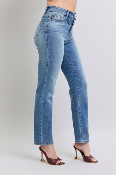 Judy Blue High Rise Vintage Wash Thermal Straight Denim Jeans 82632-Jeans-Sunshine and Wine Boutique