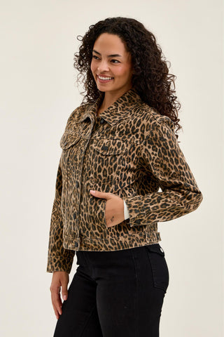 Judy Blue Rigid Magic Cicly Leopard Print Denim Jacket 7891