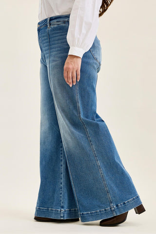 Judy Blue High Waist Liza Palazzo Shield Pocket Denim Jeans 881160 - 3 Inseam Options