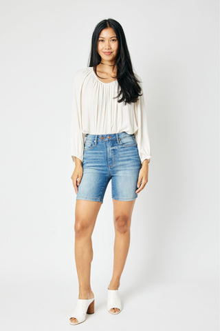 Judy Blue High Waist Tummy Control Double Button Denim Short 150269