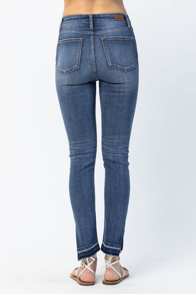 Judy Blue High Waist Released Hem & Side Slit Skinny Denim Jeans 82422-Jeans-Sunshine and Wine Boutique