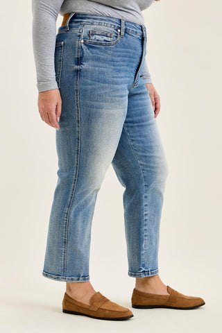 Judy Blue High Waist Tummy Control Peggy Ankle Straight Denim Jeans 881166