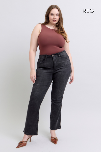 Judy Blue High Waist Tummy Control Black Bootcut Denim Jeans 88787 - 3 Inseam Options: Short, Regular, Long-Jeans-Sunshine and Wine Boutique