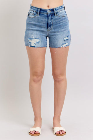 Judy Blue High Waist Stitch Over Destroy Denim Short 15294