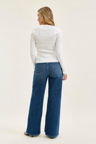 Judy Blue High Waist Rigid Magic Adjustable Tabs Column Straight Denim Jeans 881115