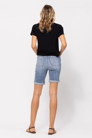 Judy Blue High Waist Bermuda Cuffed Denim Short 15226