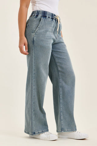 Judy Blue High Waist Aged Stone Knit Wilhelmina Baggy Denim Jeans 881127